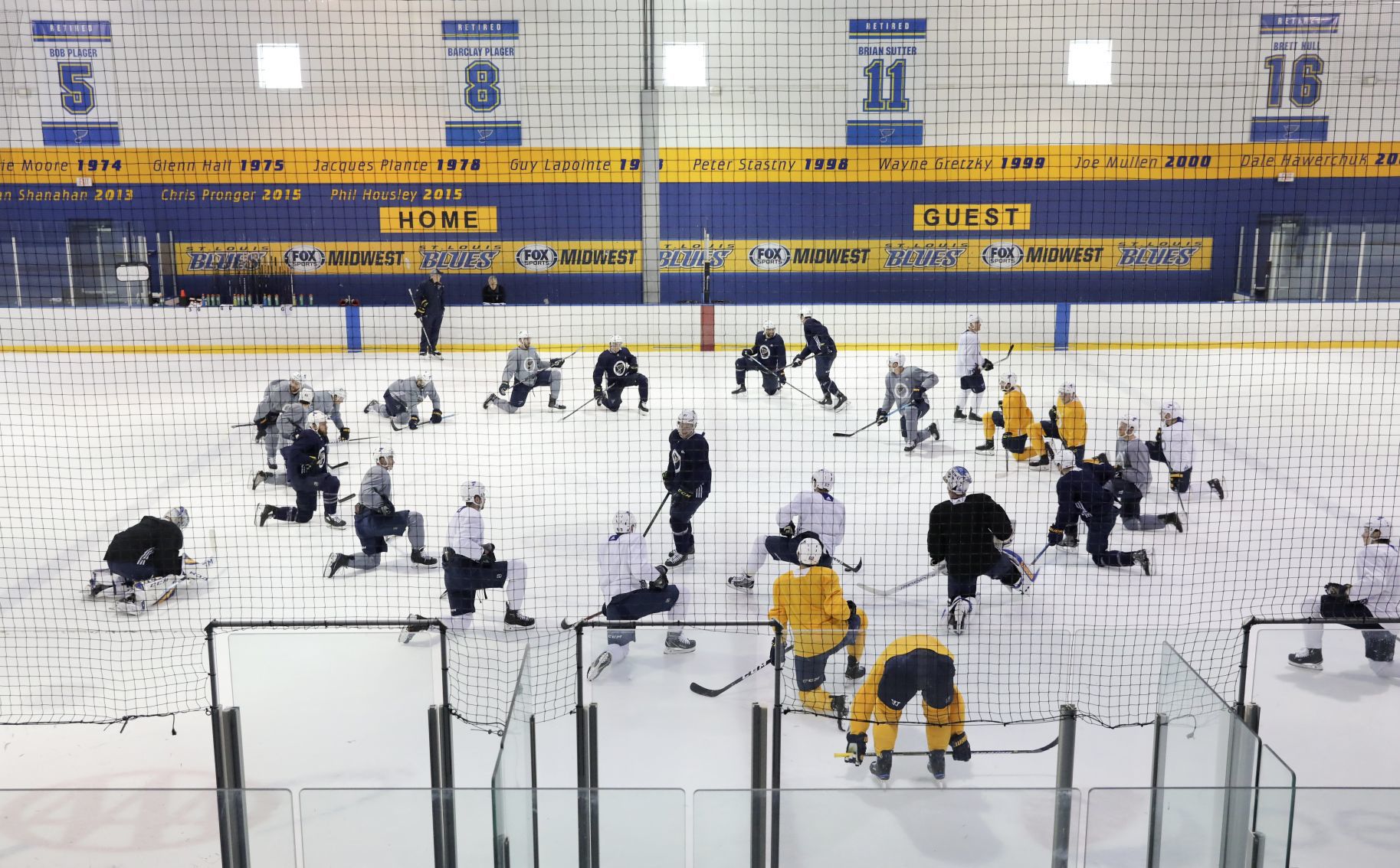 Blues practice before playoffs